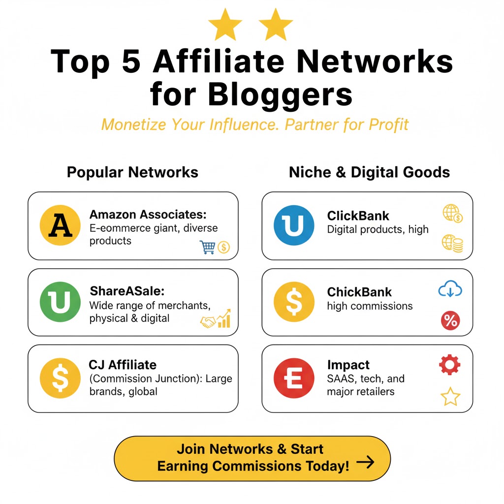 Top 5 Affiliate Networks for Bloggers